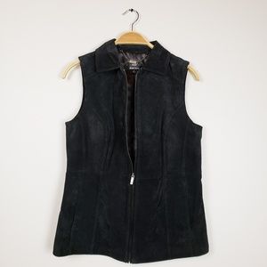dennis by denis basso Washable Black Leather Suede Vest